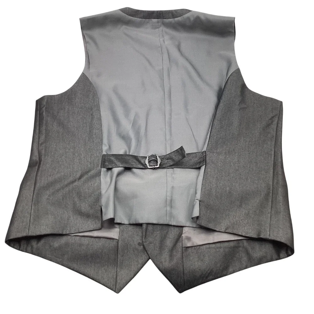 Perry Ellis Mens Slim Fit Suit Vest Charcoal Gray 5-Button Waistcoat XXL RT22021
